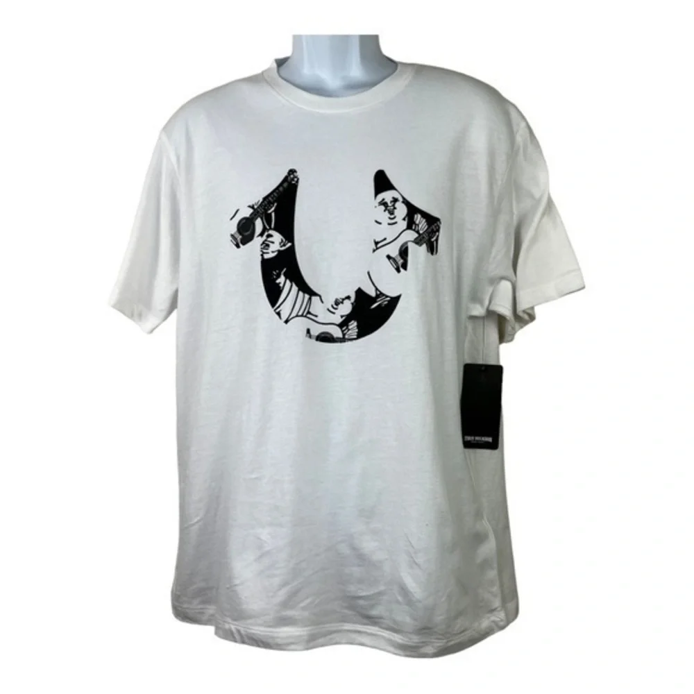 True Religion NWT Men’s T-shirt Polo Letter U white Black Size L